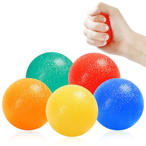 5 Stück Antistressbälle Trainingsgerä,Eiförmige Griffbälle,Handtrainer,Unterschiedlichen Stärken und Farben,verbessert die Flexibilität,Stress zu Lindern,für Erwachsene und Kinder