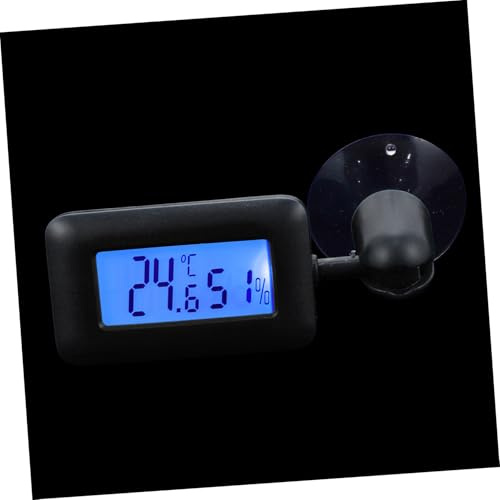 Gatuida Thermomètre Hygromètre Reptile Numérique Rotatif avec Ventouse pour Terrarium Gecko et Couveuse Affichage Induction Précise Noir