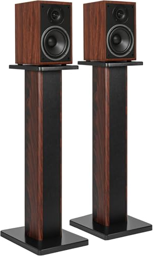 Lot de 2 Supports de Haut-Parleurs Universels en Bois, 90CM Supports d'Enceintes sur Pied pour Home Cinéma, Capacité de Charge 50KG, Supports pour Enceintes, Conception Remplie de Sable (90CM)