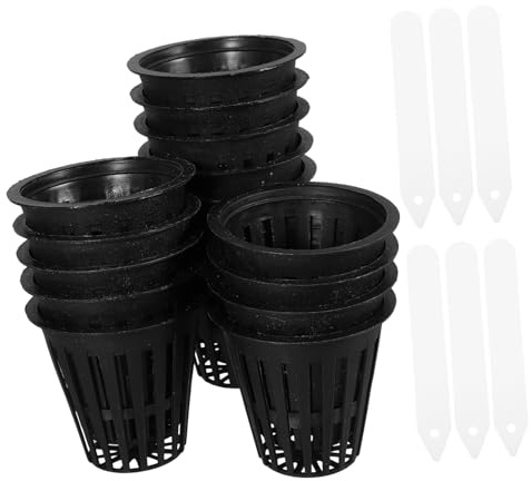 TOYZFRIENDY Macetas de Malla Ranurada para Hidroponía Maceteros Plásticos Resistentes y Transpirables con Etiquetas para de Plantas y Verduras Jardín y Exterior