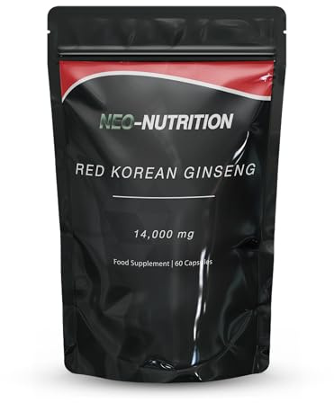 Korean Ginseng Capsules Red 14,000mg 60 Caps | High Strength Panax Red Ginseng | Cognitive Health & Endurance | GMP Approved | Vegan Letterbox Friendly | UK