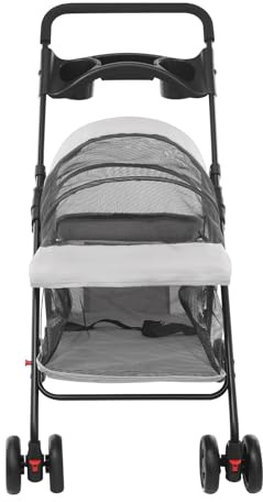 Passeggino pieghevole per cani Pet Stroller 69 x 49 x 97 cm Passeggino per cani di piccola taglia e gatti con porta bicchiere d'acqua