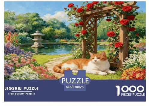 Puzzle Chat de Campagne Chinois 1000 Pièces pour Adultes Et Enfants, Jeu De Société Convivial, Casse-tête Buisson Fleuri de Jardin, DéCoration, Idée Cadeau 38x26cm/1000pcs