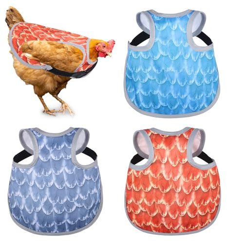 3 Stück Hühnersattel für Hühner, wasserdichter HühnerWarnweste, Warnweste Huhn mit verstellbaren Riemen, wiederverwendbar Hühnerschürzen, Warnweste für Hühner zum Schutz Geflügelstall Hühnerhaltung