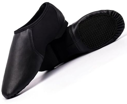 ISMUN Jazz Shoes Slip On Real Leather Dance Shoes for Girls and Women, Split Sole with Neoprene in Center for Modern and Contemporary Performance