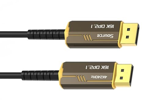 YUGSHNKFC Cavo DisplayPort in Fibra Ottica 16K 8K Trasmissione da 54 Gbps velocità Aggiornamento Elevata Gaming Design Professionale Cuffie Cavo in Fibra Ottica