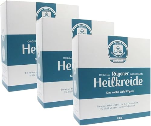 Original Rügener Dreikronen Heilkreide Pulver M 3x2 kg – Basische Schlämmkreide Kreidepulver für die Pflege – Vegan
