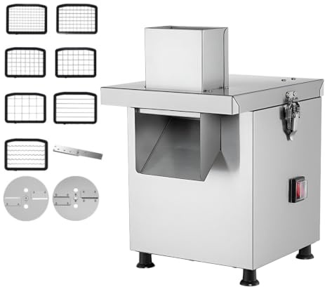 Coupe Légume Électrique Professionnel 300W, Machine Découpe Cubes Réguliers et Frites, Hachoir Automatique avec Grilles Amovibles pour Gain de Temps