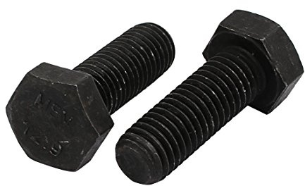 uxcell 2pcs M12x35mm Thread 12.9 Grade External Hex Head Left Hand Screw Bolt Black