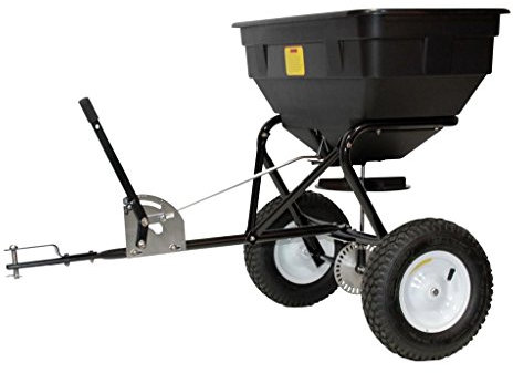 TEXAS 90053036 Streuwagen Anhänger für Texas Rasenmähtraktoren (200 cm Arbeitsbreite, 60 Liter Fassungsvermögen, Geeignet für Samen, Dünger und Salz)