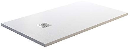 GME DIVISION BAÑOS Plato de Ducha de Carga Mineral Textura Pizarra - Ardesia (110x70, Blanco RAL9003)