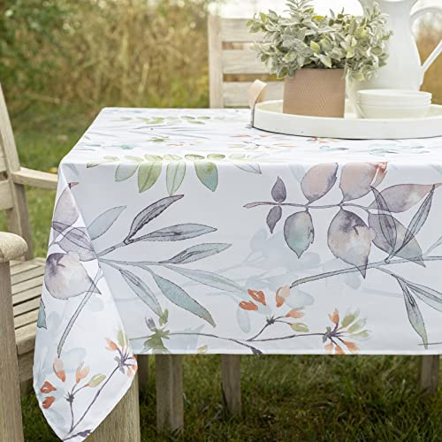 Benson Mills Spillproof Spring/Summer Durable Heavyweight Fabric Indoor Outdoor Tablecloth, Washable Table Cloth for Rectangle Tables, Picnic/Patio Table Covers (52 x 70 Rectangular, Botanica)