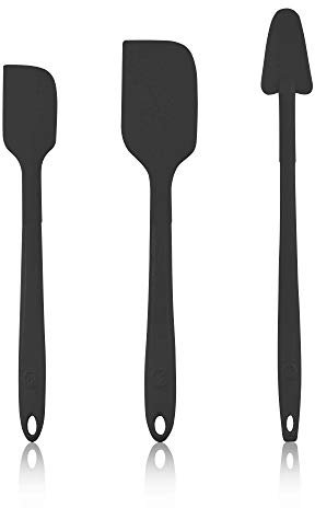 Kochblume Schaber-Set - Restelöffel L & Design Teigschaber L & Design Teigschaber M 3er Set | Premium-Silikon | Hitzbeständig | Spülmaschinenfest | Farbe: anthrazit