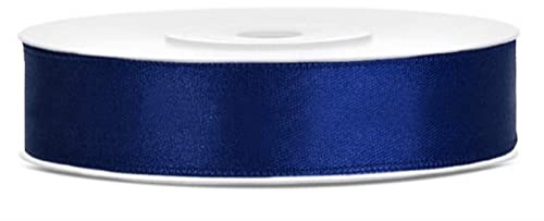 Satinband Navy 12mm x 25m – Schleifenband Dunkelblau | Geschenkband Marineblau für Geschenkverpackung & Deko, Dekoband für Schleifen, Basteln, Floristik & DIY