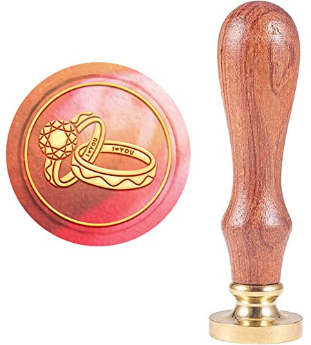 craspire Wachs-Siegel-Stempel, Siegelwachsstempel Paar Ringe Retro Holzstempel Wachssiegel Abnehmbar Messingdichtung Holzgriff Für Umschlag Einladung Hochzeit Verschönerung Flasche Dekoration