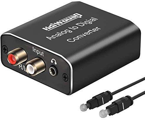 Analog to Digital Audio Converter, Hdiwousp RCA R/L or 3.5mm Jack AUX to Digital Coaxial Toslink Optical SPDIF Audio Adapter for PS4 Xbox HDTV DVD Headphone (Aluminum)