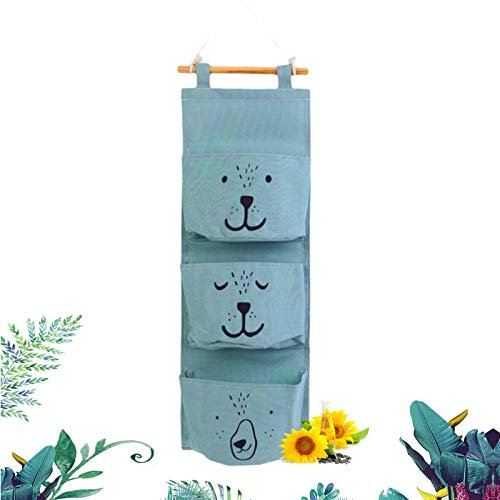 Sac suspendu,Sac Rangement Suspendu,Rangement avec 3 poches Organisateur poche suspendu,Sac D'entreposage,Sac suspendu en tissu,Rangement Suspendu,Chambre Storage (vert)