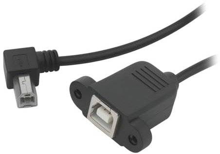 Bolwins G44S USB Druckerkabel, Abgewinkelt 90 Grad, USB 2.0 Typ B Stecker auf Typ B Buchse Verlängerungskabel, Panelmontage mit Schrauben, Kabellänge ca. 30 cm