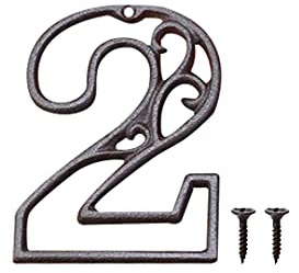 Zayookey house number Hausnummer aus Gusseisen 11,5 cm Metall Hausnummern aus Rustikalem für Cafés, Bars, Restaurants, Haus, Straße, Tür, Briefkasten (Nummer 2)