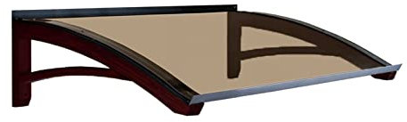 Vordach aus hölzern für den Außenbereich Farbe Dunkel nuss, Bronziert kompakte Polycarbonatabdeckung, Modell Legno ONDA, Haustür-Vordächer Größe 100 x 150 cm
