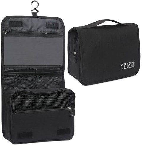 Toplive Trousse de Toilette, Trousse de Toilette Grande Capacité pour Homme et Femme, Imperméable Et Portable, 23.5 x 9 x 19 cm, Noir
