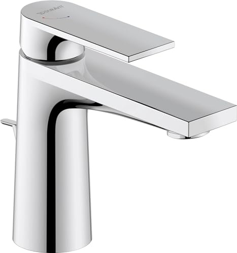 Duravit Tulum Waschtischarmatur, Größe S (Auslauf Höhe 97 mm), Wasserhahn Bad mit Zugstangen-Ablaufgarnitur, Waschbecken Armatur mit FreshStart-Funktion, Chrom