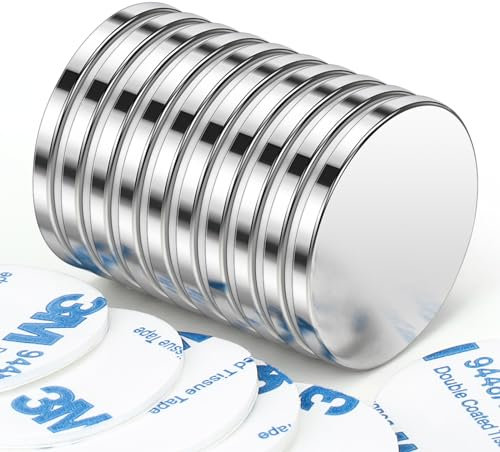 Wukong Calamite Adesive，30x3mm | 10 Pezzi Calamite Potenti，Magneti Neodimio Calamite Rotonde，Magnete Potente per Fai da te, Frigorifero, Cucina e Parete Comune