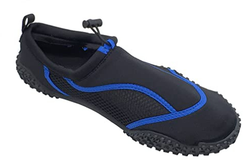 GladRags Herren-Aquaschuhe, Wasserschuhe, Aqua-Schwimmsocken mit Gummisohle und Knebelverschluss, Schwarz, Größe 39-47, Schwarz , 42 1/3 EU