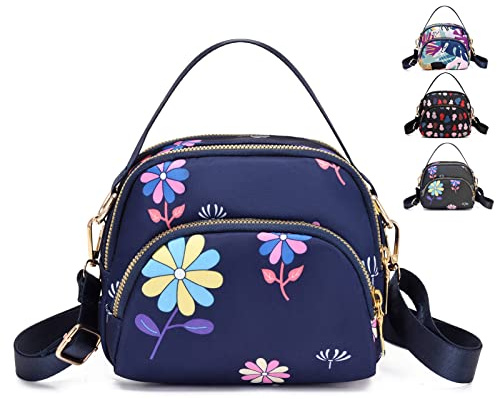 Cross Body Phone Bag Women, Women Girls Zipper Cross Body Phone Bags,Nylon Wallet Shoulder Bag,3 Layers Zipper Cellphone Purse with Adjustable Strap.