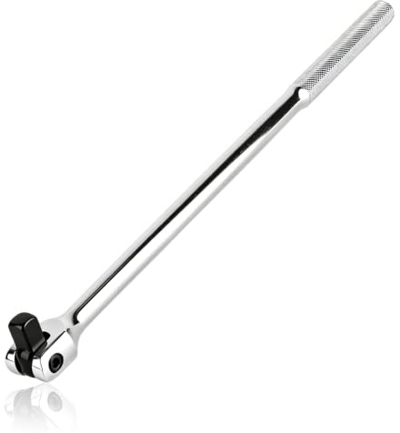 HERCHR 380mm / 15in Automotive Drive Breaker Bar, Heavy Duty 1/2in Drive Head 180 Degree Swivel Rotatable Head Flexible Extension Breaker Bar Lever Steering Handle for Car Motorcycle Repairing