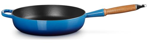 LE CREUSET Signature Azure Blue 20259282200422 Cast Iron Saute Pan with Wooden Handle 28 cm