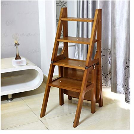 Escabeau Escabeau Multifonctionnel, Chaise Pliante en Bois Massif, Échelle Ascendante Mobile Intérieure, Chaise Échelle De Bibliothèque Convertible 4 Capacité 150 kg