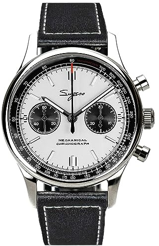40 mm Racing Panda Chrono Möwe ST1901 Uhrwerk Saphirglas Chronograph Herrenuhr 1963 SUPANK300SN, silber, 40 mm, Klassisch