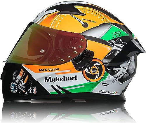Integraler Motorradhelm, DOT/ECE-Geprüft, Mit Transparenter Und Bunter Doppelter Sonnenblende, Racing-Moped-Motorrad-Sturzhelm Für Herren Und Damen, Biker, Chopper, Rennhelme S,L=59-60cm