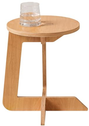 SoBuy HFBT02-K-N Beistelltisch mit Zapfenverbindungen Kaffeetisch rund Couchtisch mit C-förmiger Fuß Telefontisch Nachtschrank Nachttisch Balkontisch Sofatisch Natur BHT ca. 37x38x37cm
