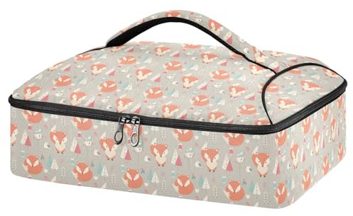 Mnsruu Carino Fox Casseruola Carrier per cibi caldi o freddi, borsa termica per casseruola con coperchio, borsa per cibo per viaggi, feste, picnic, Graziosa volpe., Taglia unica