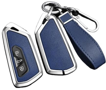 DAVBIR Key Cover Case Metal Leather Car Remote Key Case Cover Shell Fob For Golf 8 2020 For For Octavia A8 2021 For SEAT For Leon MK4 Accessories Car Key Shell (Color : R)