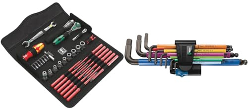 Wera 135926 Kraftform Kompakt W1 Maintenance Kit & 950 SPKL/9 SM HF Multicolour L-Key Set Metric BlackLaser with HOL