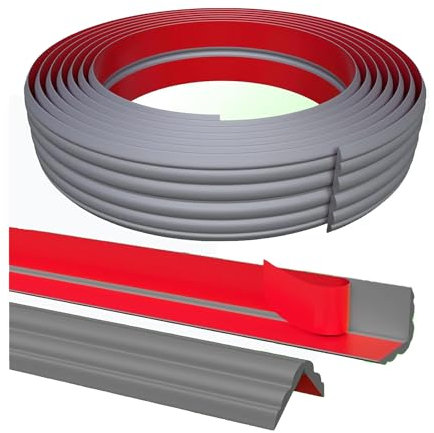 Plinthe Souple AutoadhéSive Moulure Adhesive Baguette Finition Plan De Travail Cuisine Baguette De Finition,Moulure Murale Adhesive,Moulure Plafond pour Protection Angle Mur,Gris 5m*2cm