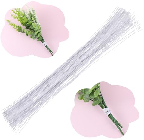 200 Stück Draht Blumen Basteln, Blumendraht Weiß 36 cm Lang, Blumendraht Weiß Draht 26 Gauge, für die Herstellung von Blumenhandwerk, künstlichen Blumen, Blumenbouquets