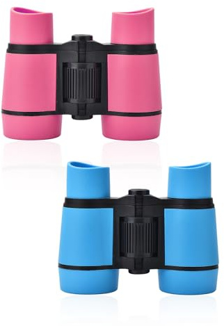 2 Adjustable Binoculars - Outdoor Children's Educational Telescope Toy, 4x30, Blue or Pink