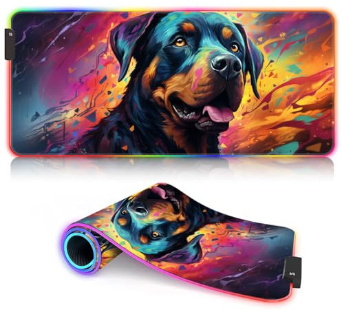 CHTXD Gaming-Mauspad, Welpe, RGB-Gaming-Mauspad, professionell, 23,6 x 13,8 x 0,12 Zoll, erweitertes großes Mäusepad für PC, Computer, Laptop, 9 statische Farben und 3 dynamische