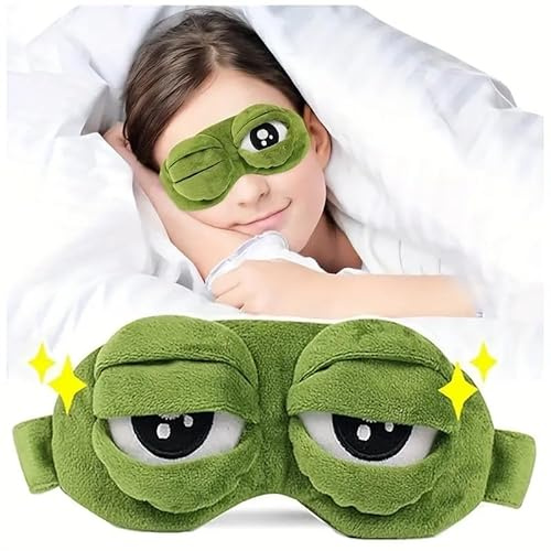 Antifaz para dormir de rana Loca, Cubreojos de rana para el sueño, Antifaz para dormir divertido, Máscara de Ojo para dormir, Cubreojos temático, Ajustable, Poliéster