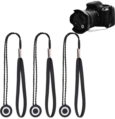 Fc'Noqgn Objektivdeckelhalter mit Objektivdeckelschnur: Universelle Sicherung mit Gummiband für Nikon, Fuji, Tengen, Sigma, Olympus (3er-Pack)