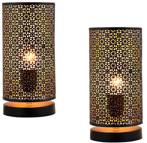 2er Set Moderne Tischlampe Tuza edel aus Metall in Schwarz 25 cm hoch