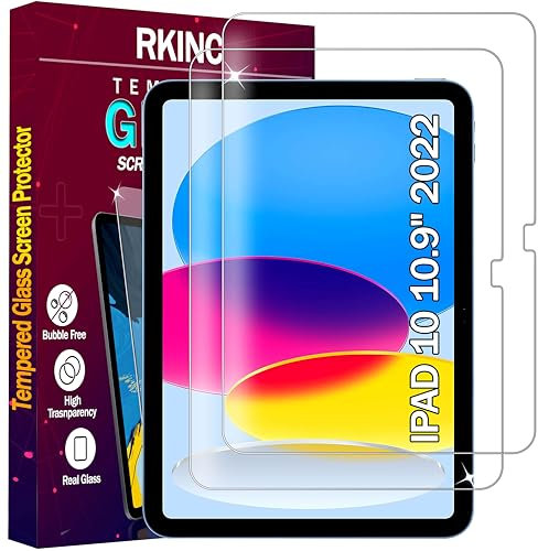 RKINC Pellicola Prottetiva [2 Pezzi] per iPad 10 Generation 10,9 Pollici 2022, Vetro Temperato salvaschermo Durezza 9H, 0,33mm Trasparente [antigraffio][senza bolle][garanzia a vita]