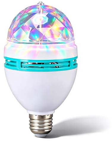 Changor Ampoule Stroboscopique LED, Ampoule LED standard baïonnette pour l’éclairage domestique, Ampoule Rotative avec Base PC ABS RVB E26 pour Barre [Classe énergétique A]
