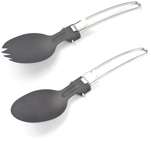 doorslay Aluminium Faltbarer Löffel und Göffel Klappbares Campingbesteck-Set für Camping Wandern