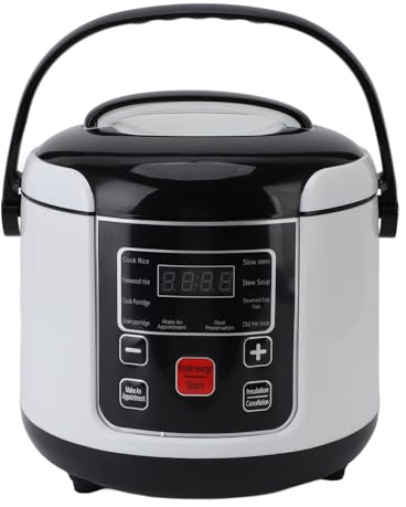 Mini Olla Arrocera, 130 W, 2 L, 12 V, Olla Arrocera de Viaje con Cesta de Vapor Interior, Aislamiento, Reserva de 24 Horas, Cocción para Sopa, Gachas y Arroz, Olla Arrocera a