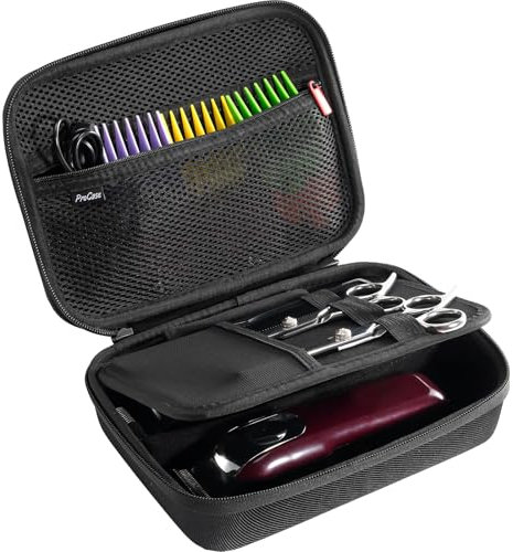 ProCase Custodia da viaggio per tagliacapelli Trimmer Organizer Scatola portaoggetti per tagliare i capelli Forniture per barbiere -Nero/S